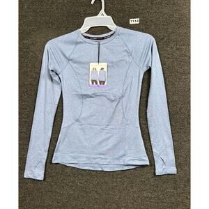 Spyder Active Shirt Womens Sz XS Heather Blue Running Thumb Hole Zip Pockets NEW
